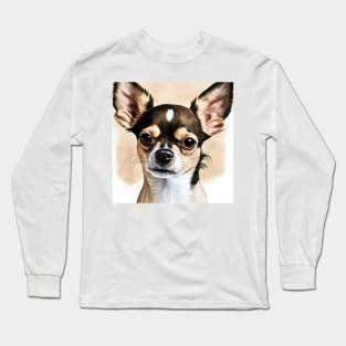 Cute Chihuahua Water Style Portrait Long Sleeve T-Shirt